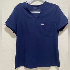 Womens Figs Slim Catarina One Pocket Scrub Top Navy